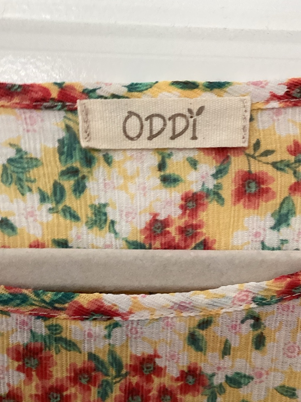 ODDY Floral Tiered Blouse in Cream, Black & Green - Picture 2 of 3